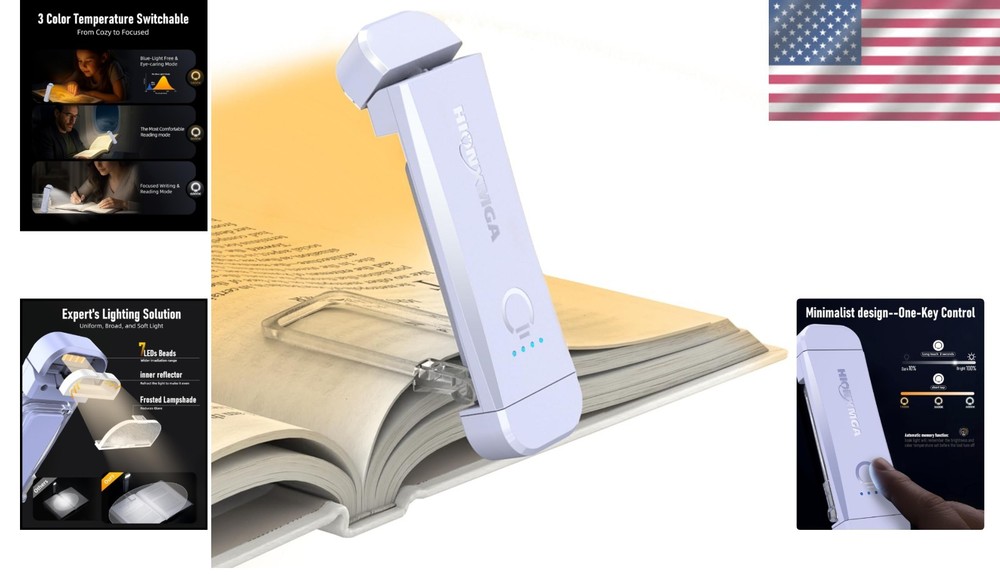 Lightweight Clip-On Reading Light with Adjustable Brightness – For Cozy Nights