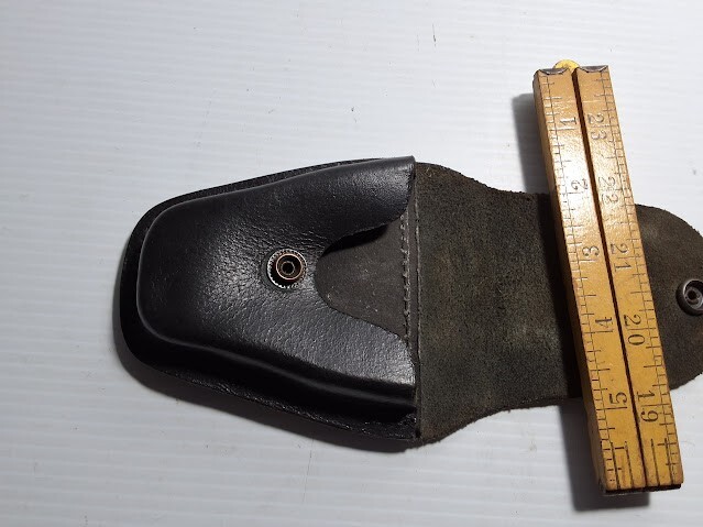 Vintage Black Leather Handcuff Pouch Case Button Closure