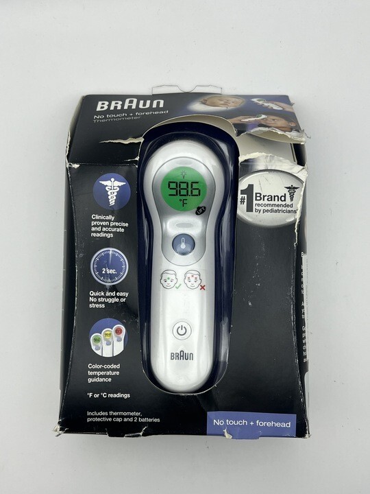 Braun No Touch + Forehead Thermometer Color Coded Temp Guide NTF3000US
