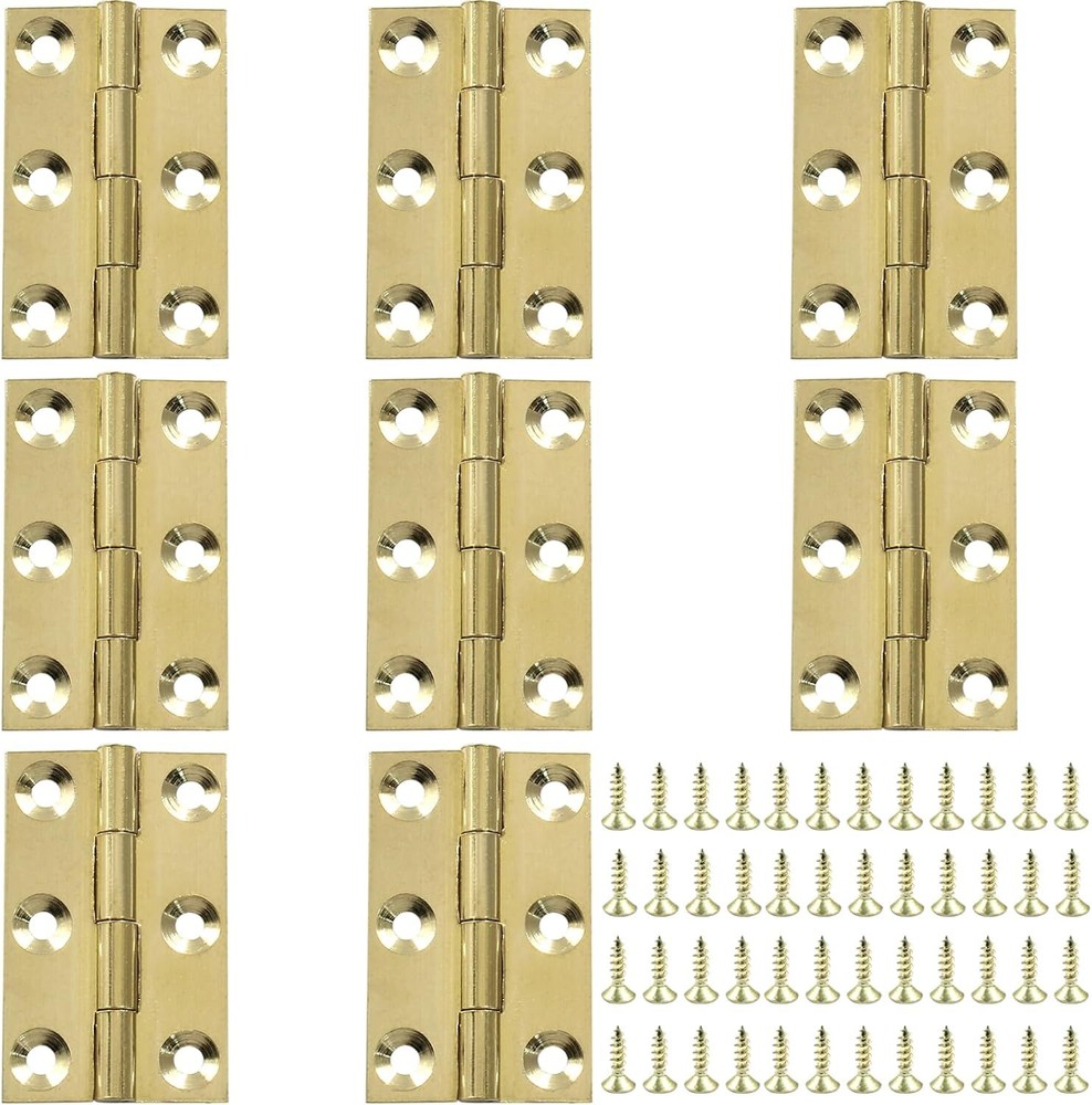 Piutouyar 8 Pack Butt Hinge 1.5 Inch Mini Hinges Solid Brass Hinges Small Cab...