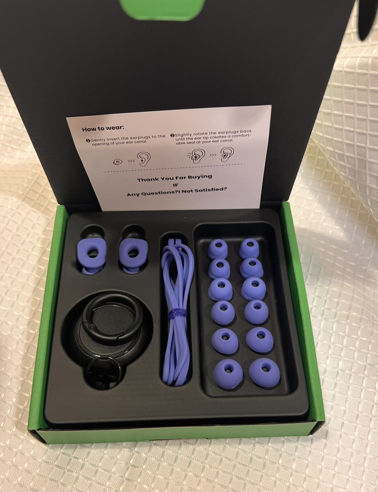 New, Loop Hearing Protection Banded Ear Plugs - With Case & String