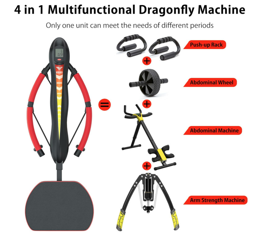 4-in-1 Rowing & Ab Machine, Core Trainer, Adjustable Home Gym Workout Tool