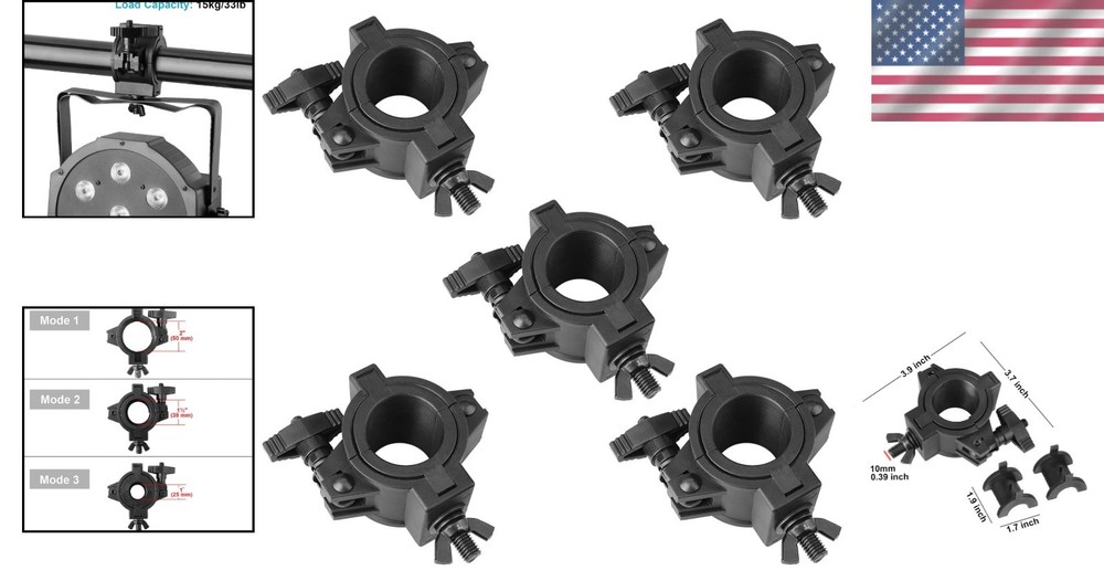5-Pack Heavy-Duty Stage Light Clamps for DJs & Events