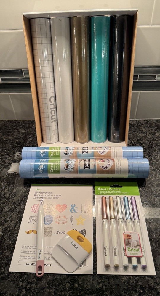 Various Cricut Vinyl, Markers, Scraper & Weeder