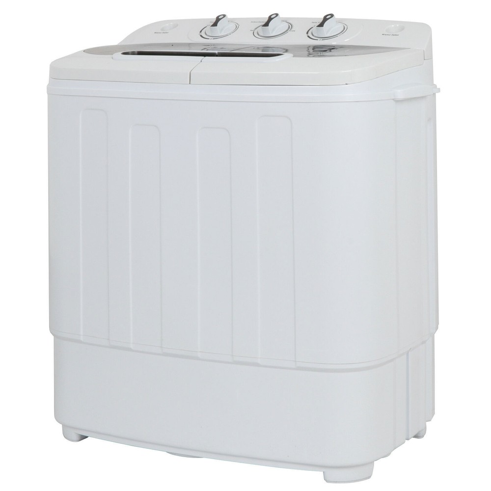 Compact Twin Tub Washing Machine Gravity Drainage Spin-Dry Laundry Washer