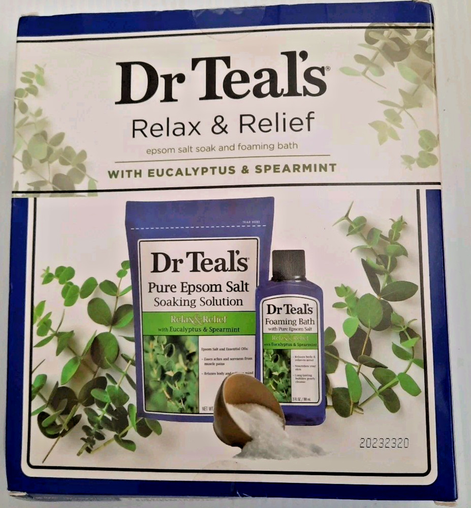 Dr Teals Relax & Relief Epsom Salt Eucalyptus & Spearmint Foaming Bath Soak SetC