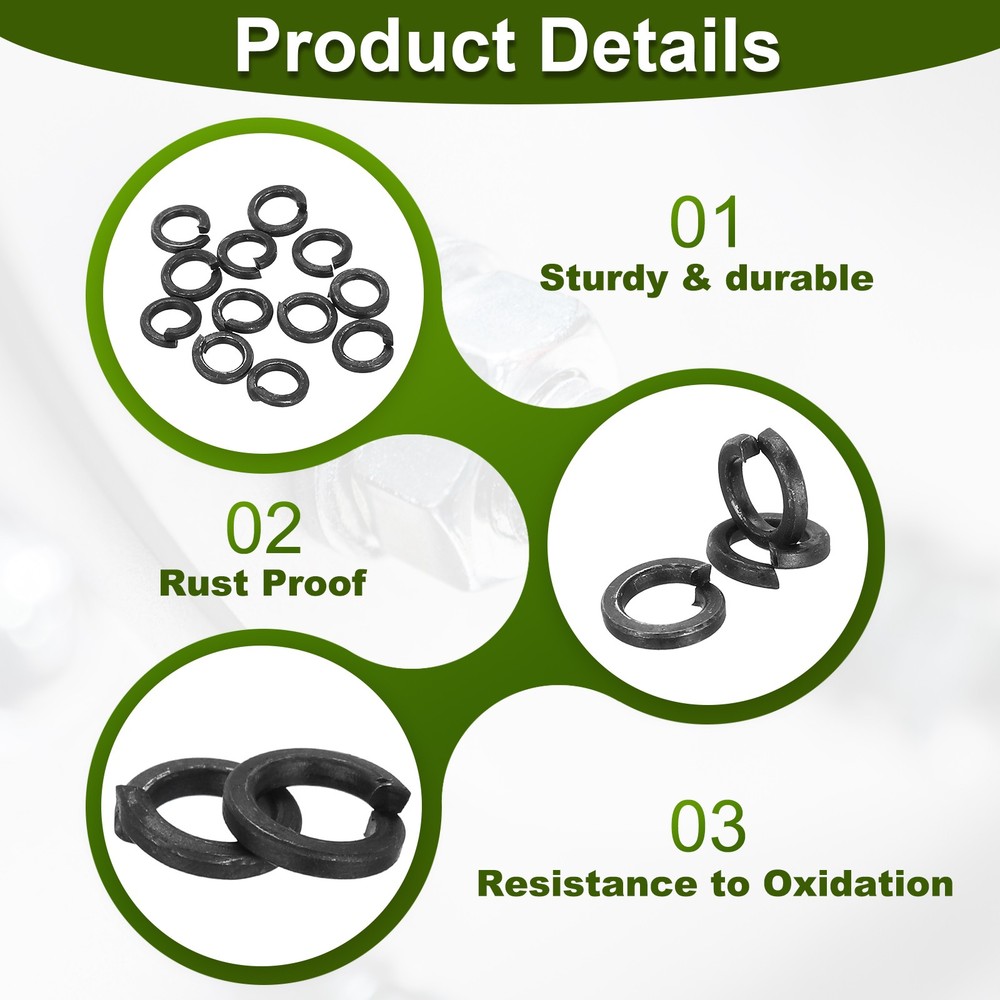50 Pcs M4 Split Lock Washer Spring Lock Washer 304 Stainless Steel, Black