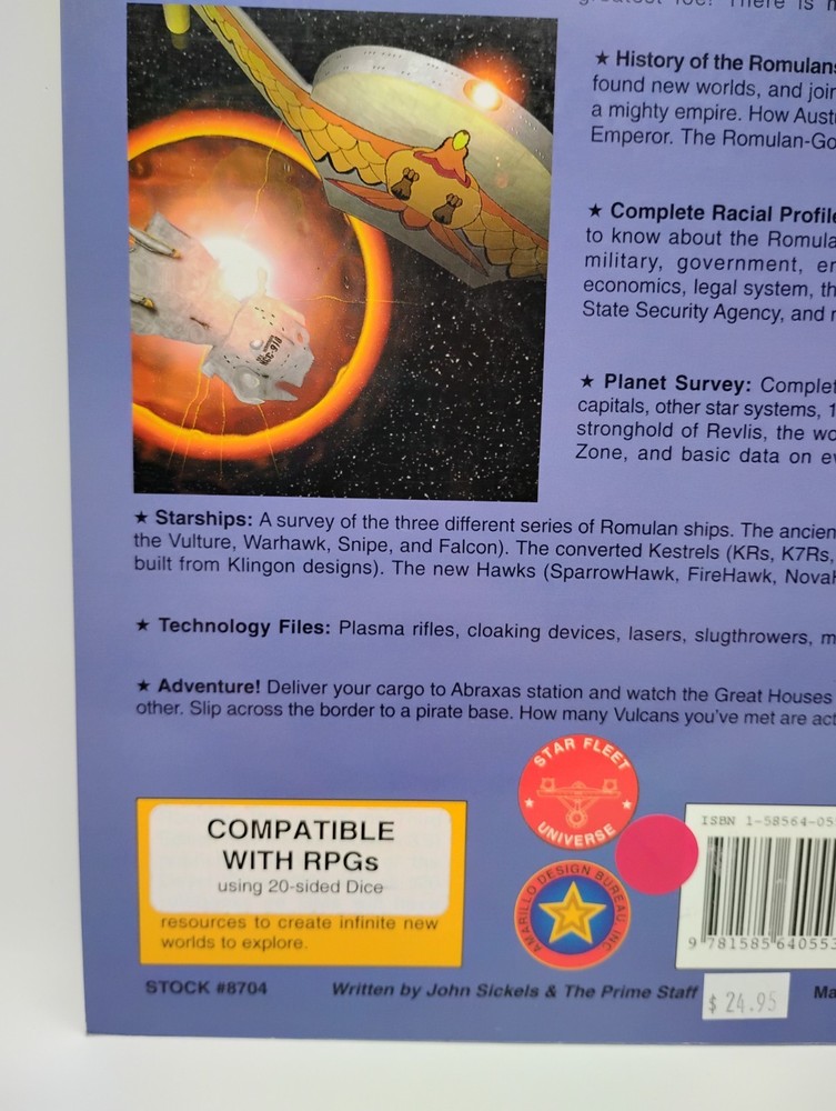 Romulans: Complete Imperial Data File- Prime Directive D20 RPG Supplement *NEW*