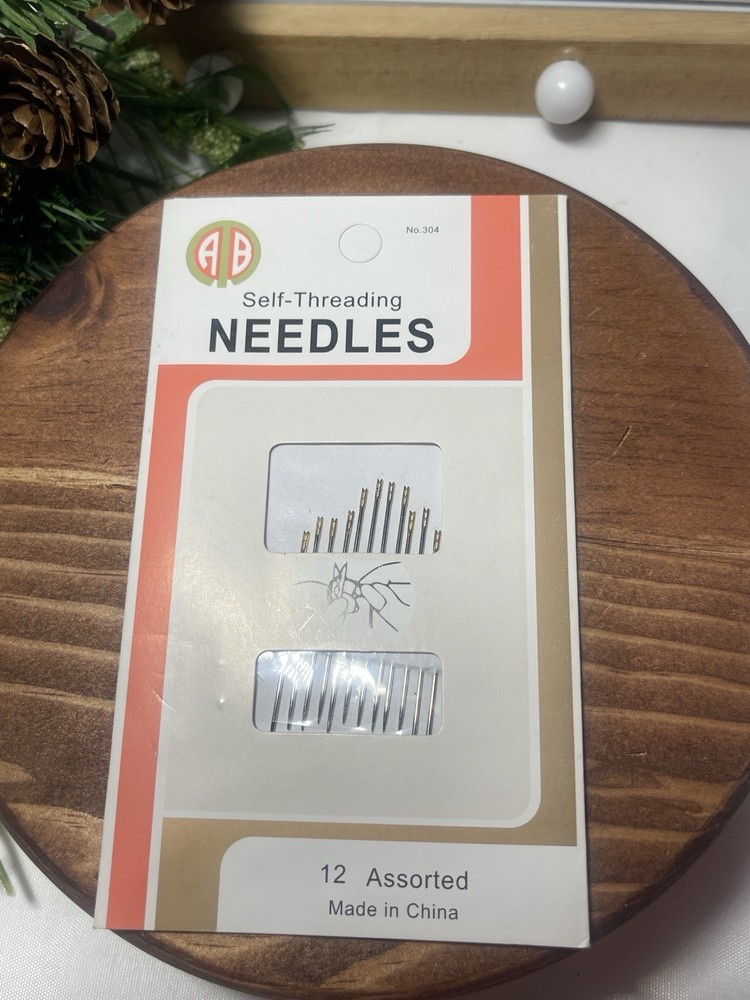 AB Self-Threading Needles No. 304 – 12 Assorted Sewing Needles –
