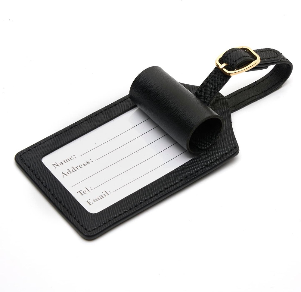 2 Pcs Initial Monogrammed PU Leather Embroidered Luggage Tags for Suitcases & Ba