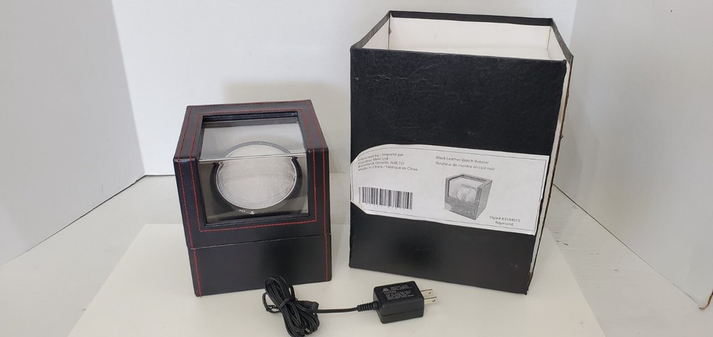 Automatic Black Leather Watch Winder Rotator Raymond Storage Display Case