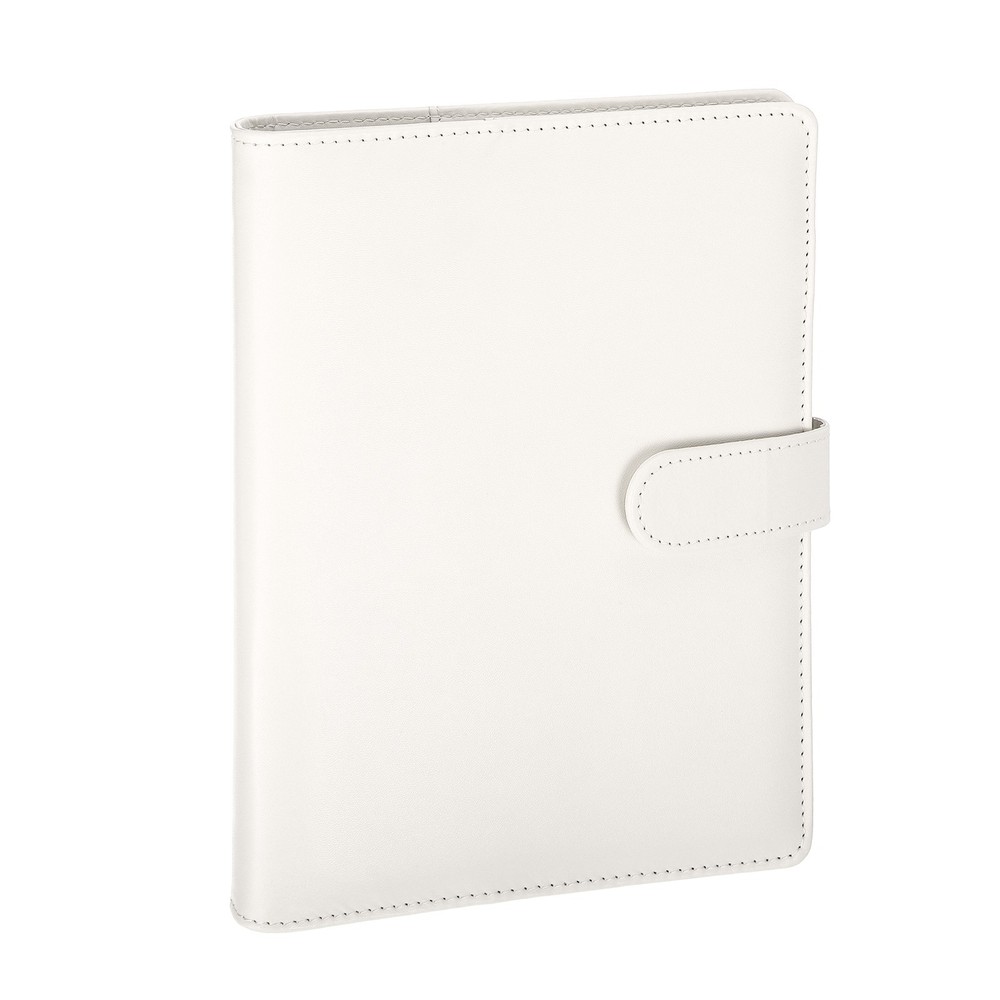 A5 PU Leather Binder Protector, 6 Ring Loose Leaf Notebook Shell, White