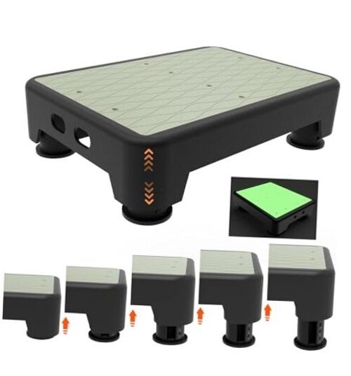 5-Level Adjustable Step Stool, Noctilucent Bedside Noctilucent Mat+black Step
