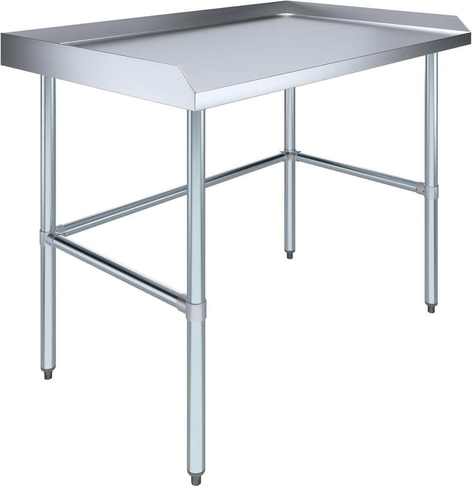 Heavy Duty NSF Stainless Steel Work Table 48"x30" w/ Backsplash & Open Base