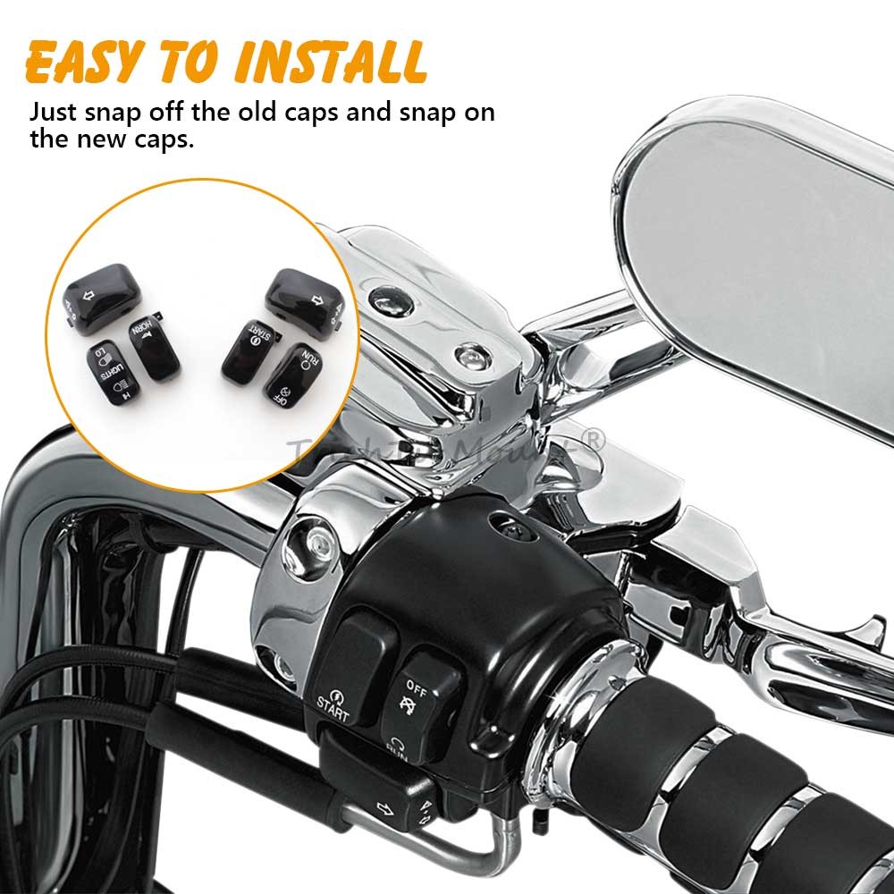 Black Handlebar Control Switch Housing Cover Buttons Cap Kit For Harley 1996-13
