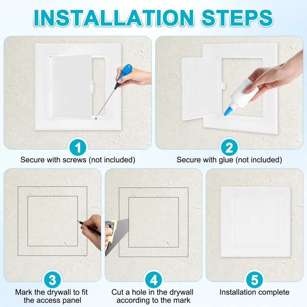 2-Pack Access Panel for Drywall, 4.5x4.5" Plastic Wall Hole Cover [White]