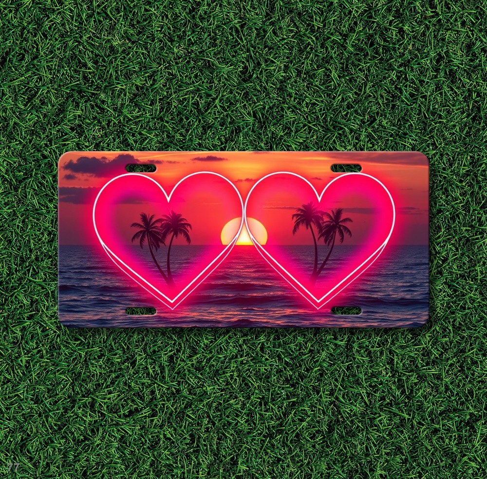 Custom Love Hearts Design Custom Text License Plate Personalized Car Tag