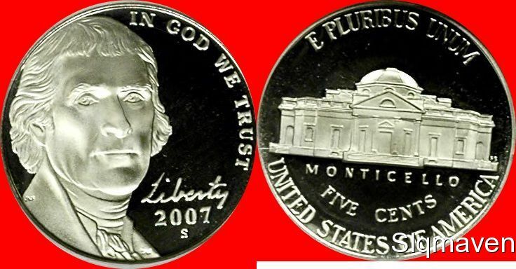 2007 S Jefferson Nickel Deep Cameo Gem Proof