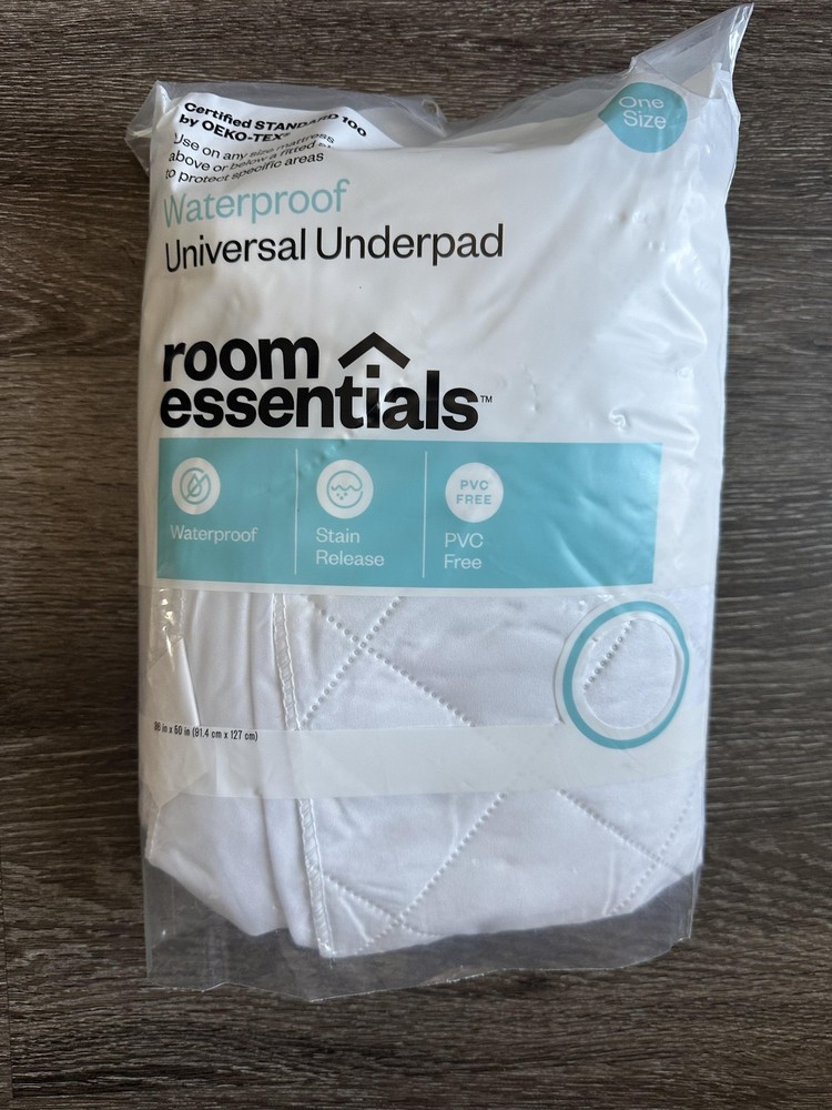 Room Essentials Waterproof Universal Underpad One Size PVC Free Bed Protector