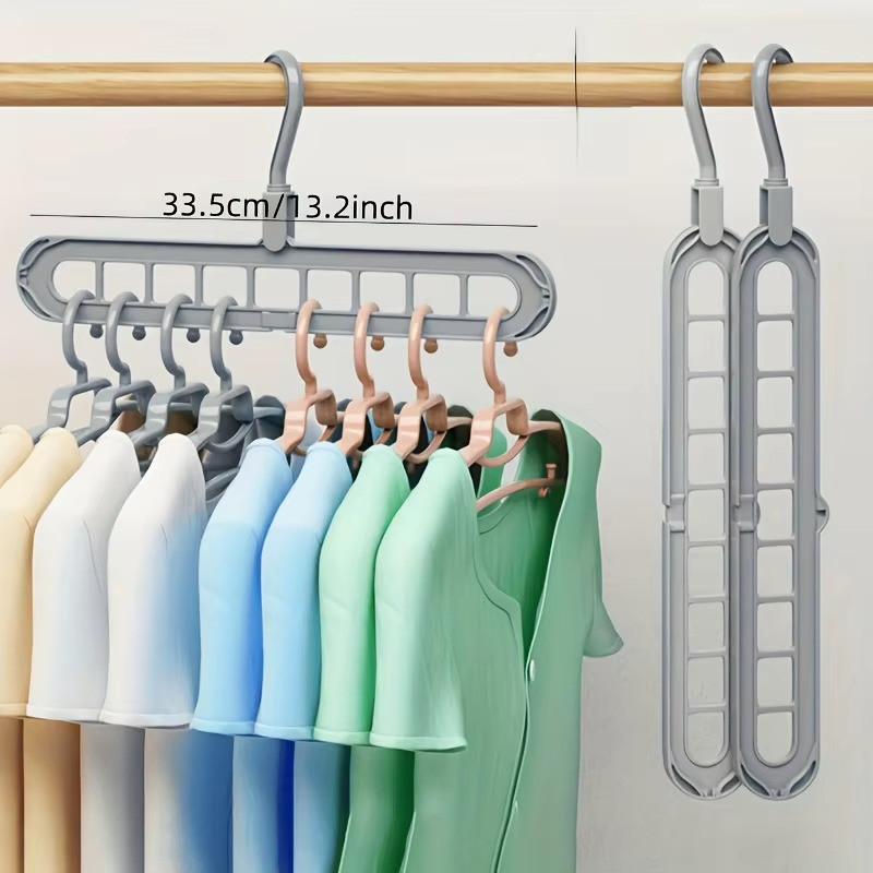 3pcs, Plastic 9-Hole Foldable Hangers, Heavy Duty Space Saving Clothes Organizer