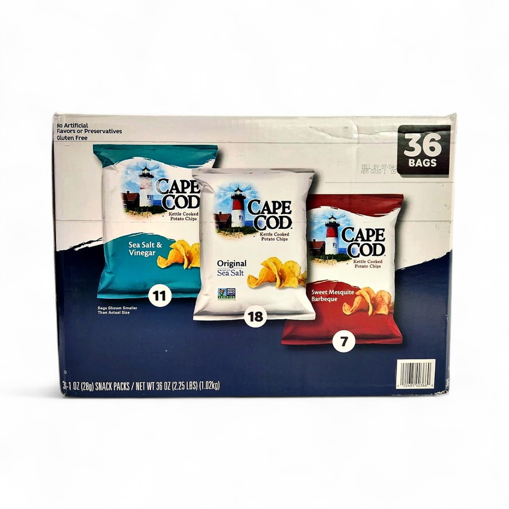 Cape Cod Chips, Original, Salt & Vinegar, + Barbecue Variety, 1 oz, 36 Count