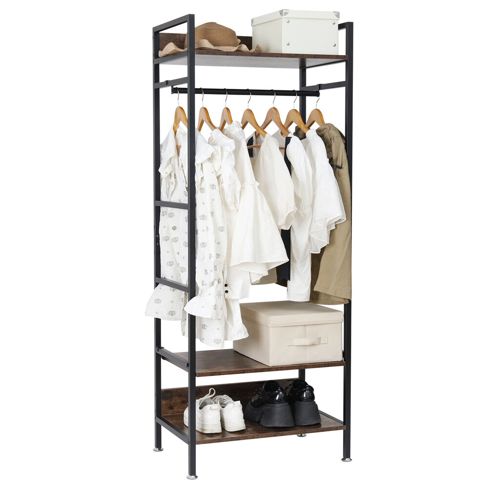 Sturdy Clothes Rack Freestanding Garment Storage Shelf Adjustable Kitchen Shelf