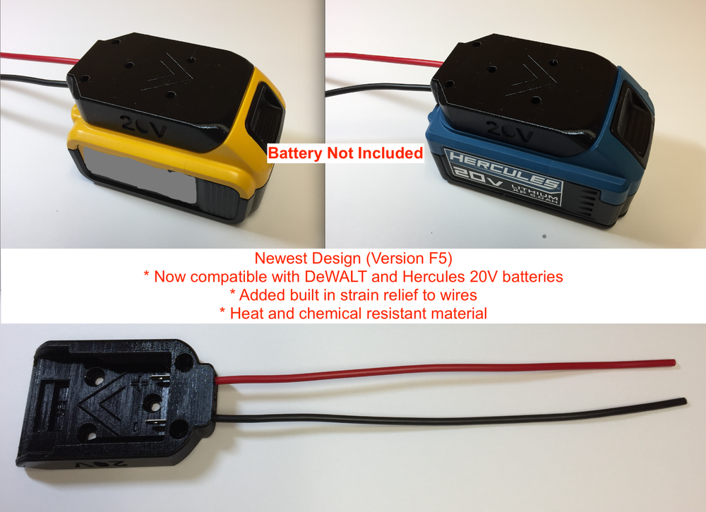 DeWALT 20V Max compatible battery adapter power connector