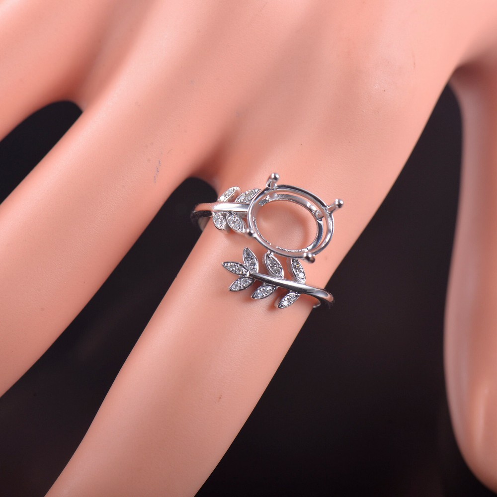 Oval Cut Solid 14K Gold Natural diamond Semi Mount Ring Setting