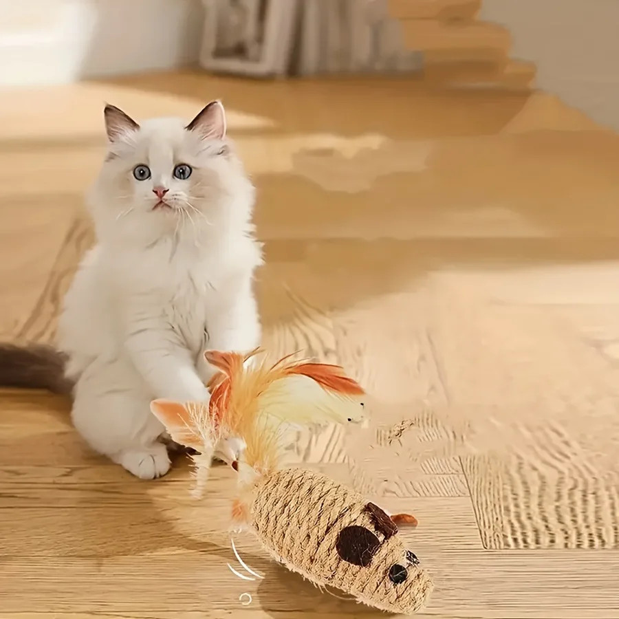 Sisal False Mouse Cat Toy Mouse Teasing Bite Resistance Stuffed Toy Interactive