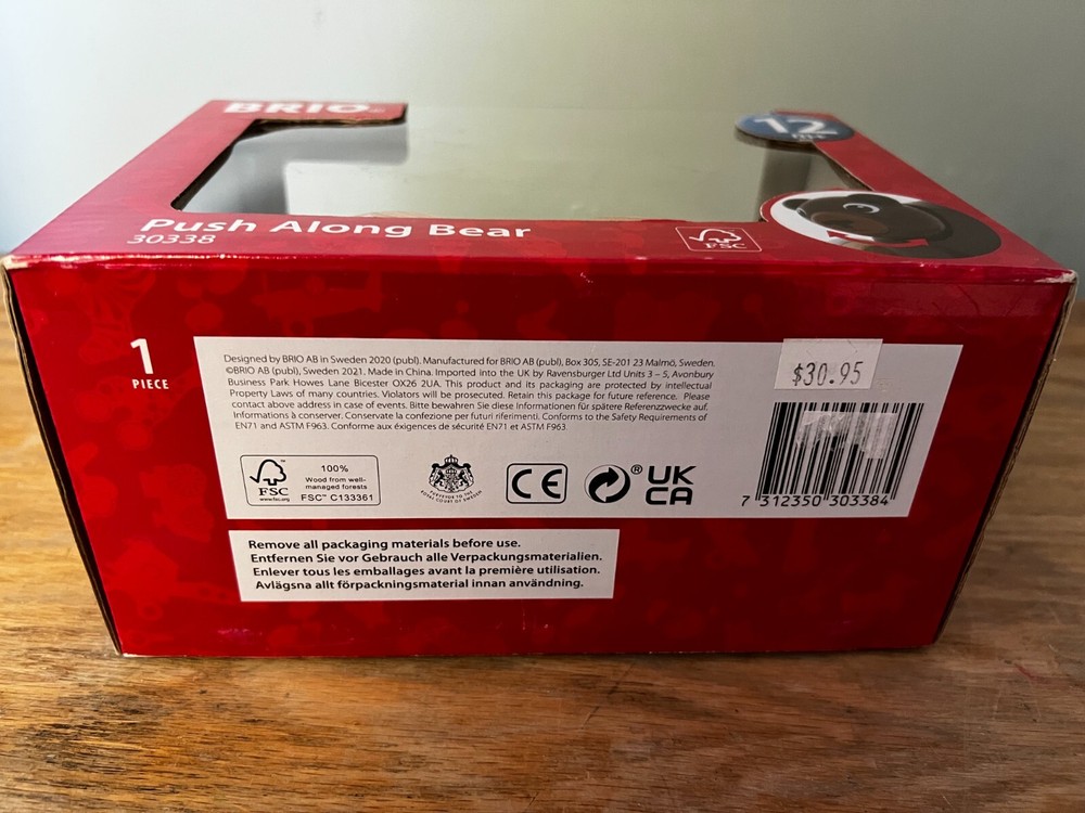 Brio PUSH ALONG BEAR 2021 New in Box