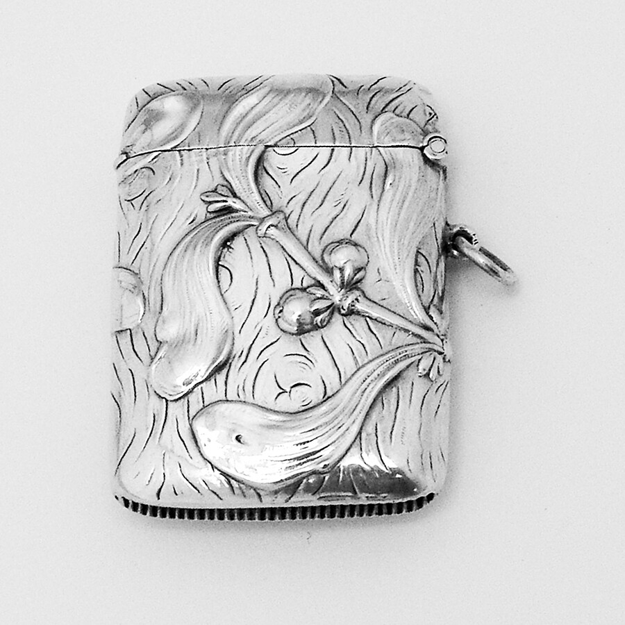 Jugendstil Match Safe Box German 800 Silver