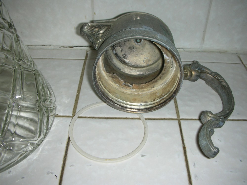 Godinger Silver Plated lid, Lead Crystal Water Pitcher