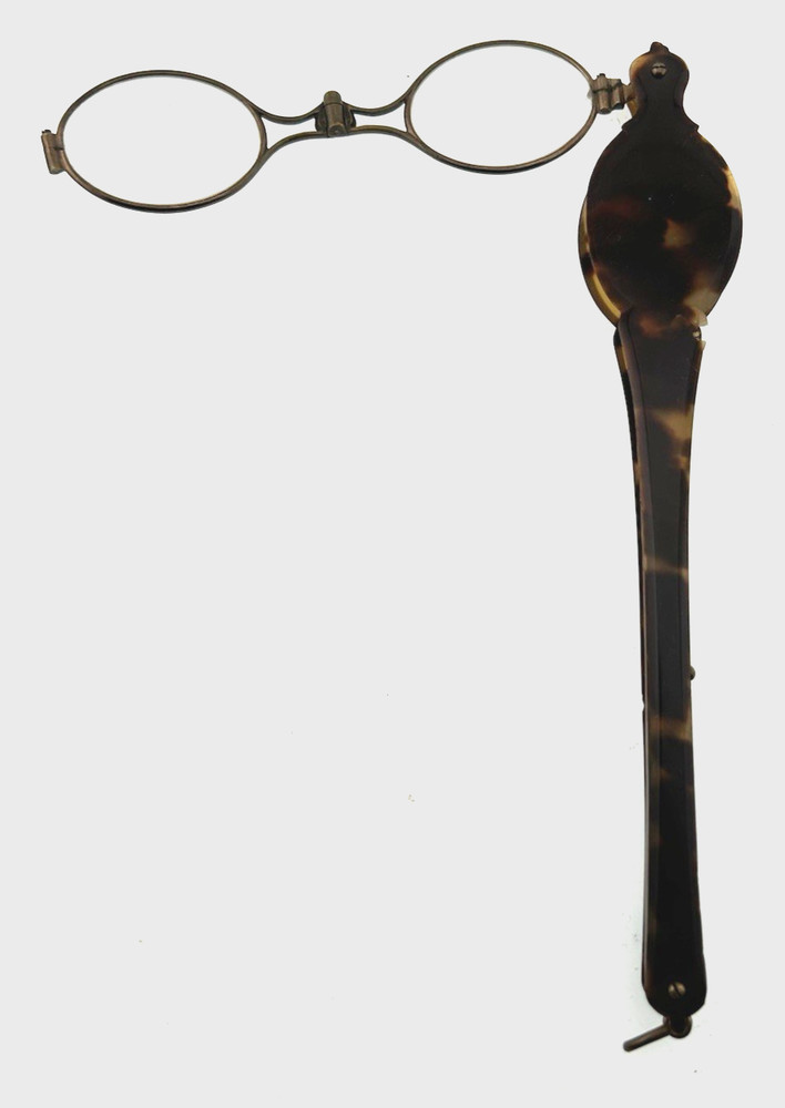 Antique Victorian Faux Tortoise Shell Folding Lorgnette Glasses