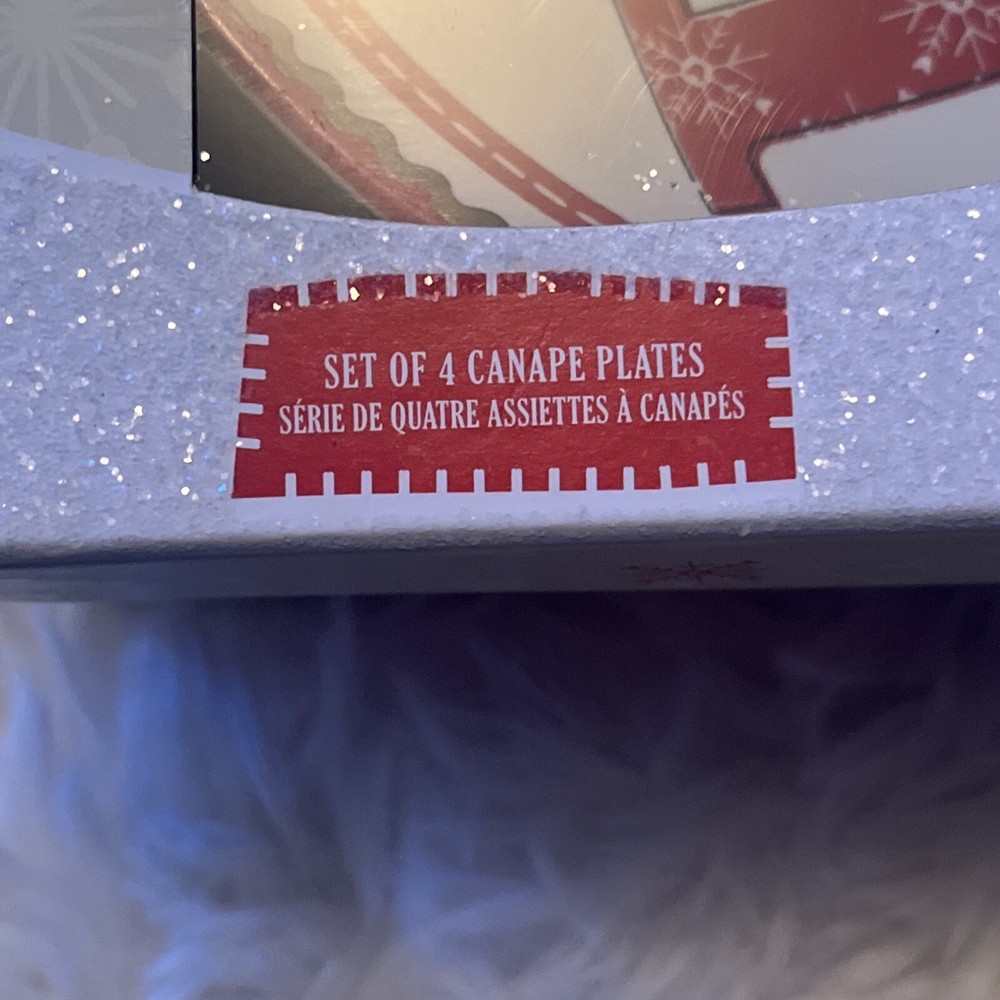 4 Set Bundle~Disney Mickey & Minnie Mouse Christmas Canape Plates Setting *NEW