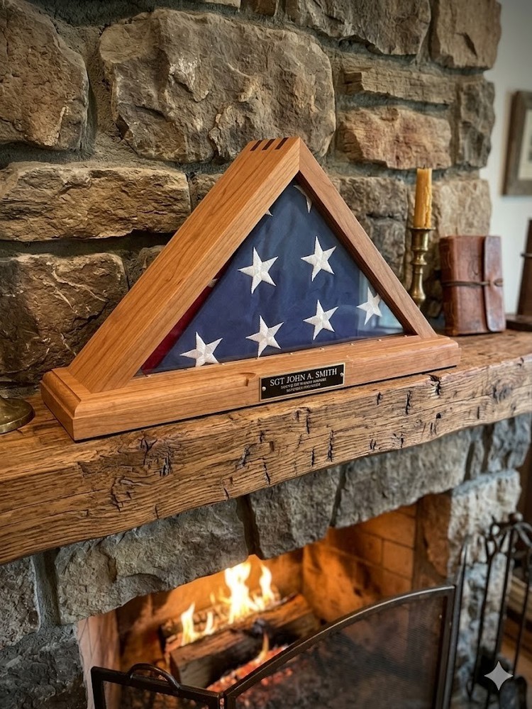 Retirement (Not a Memorial) Flag Display Case. 3ft by 5ft Flag. Personalized.