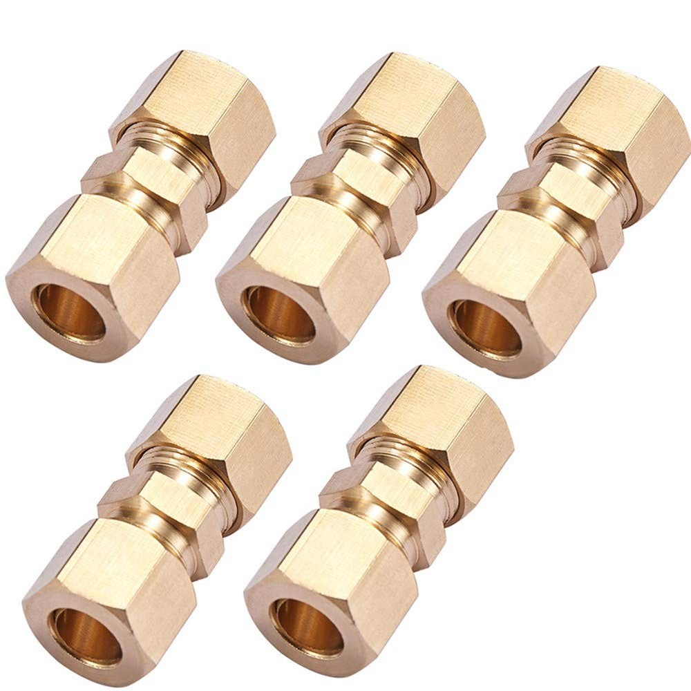 Brass Compression Tube Pipe 3/8" OD x Compression, Copper