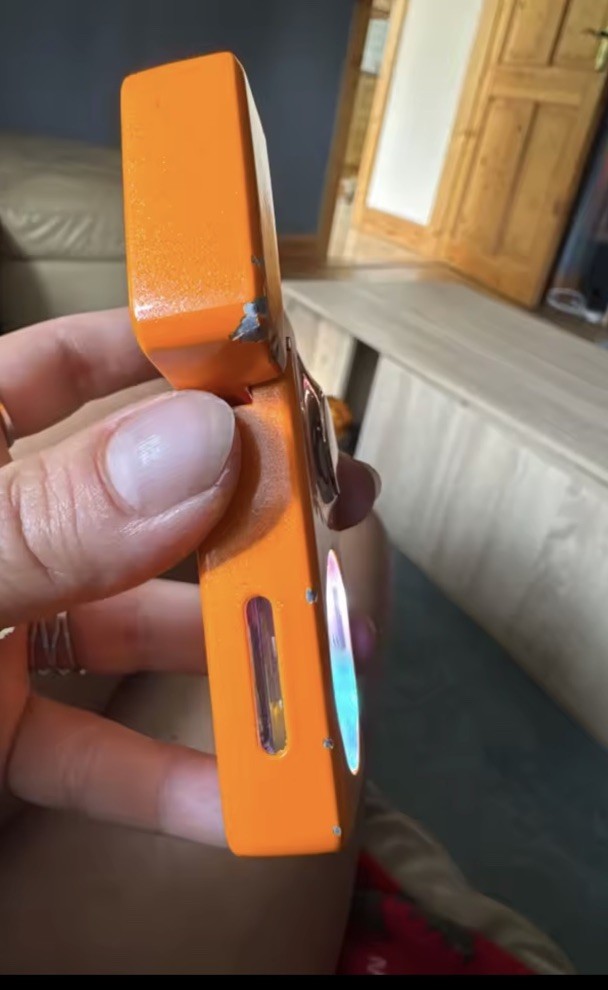 Rechargeable LED Display Butane Flame Lighter Orange Black Rectangle