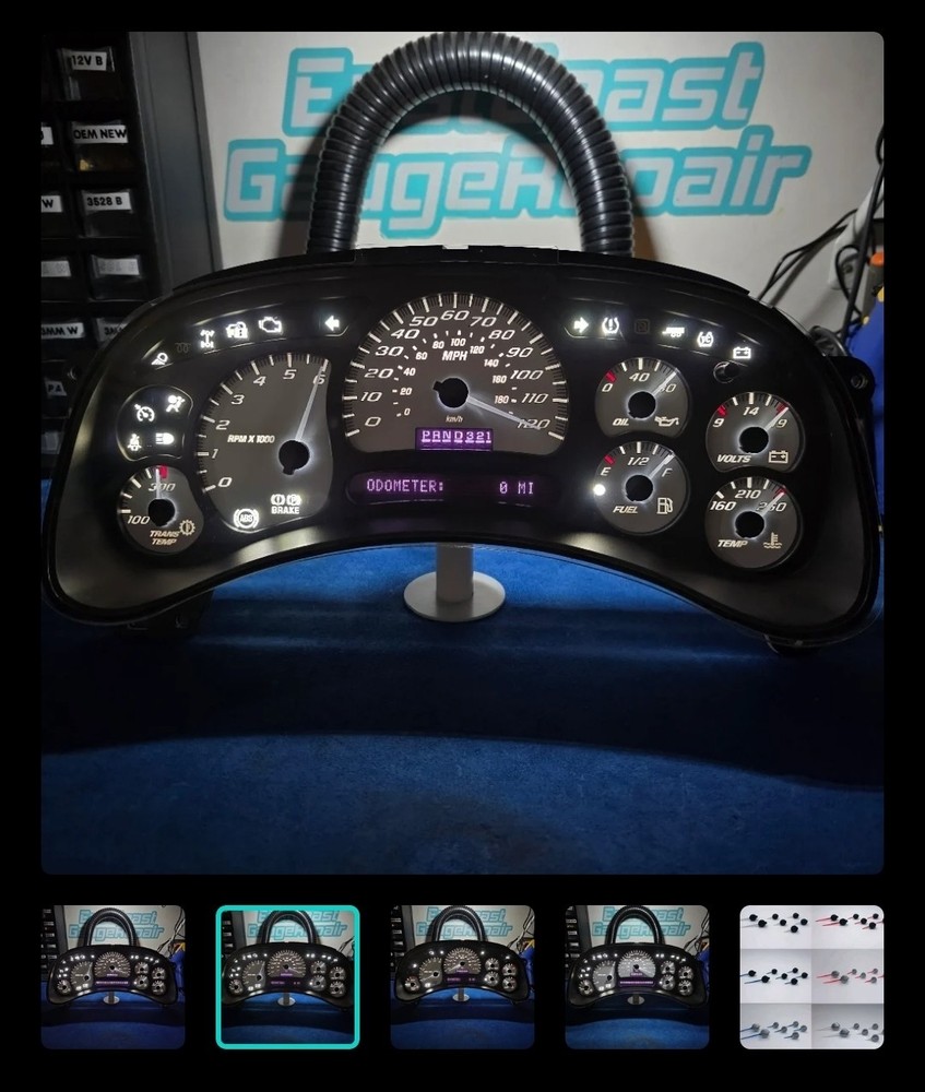 03-07c GM WHITE-OUT PACKAGE W/ WHITE DAYTONA FACE CUSTOM CORE EXCHANGE CLUSTER