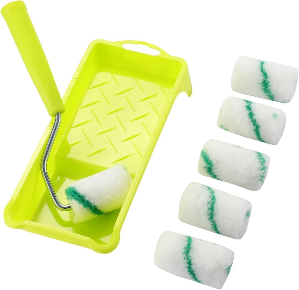 Paint Roller,High-Density Fabric Roller with Frame,Tray,Mini Paint Roller Refill