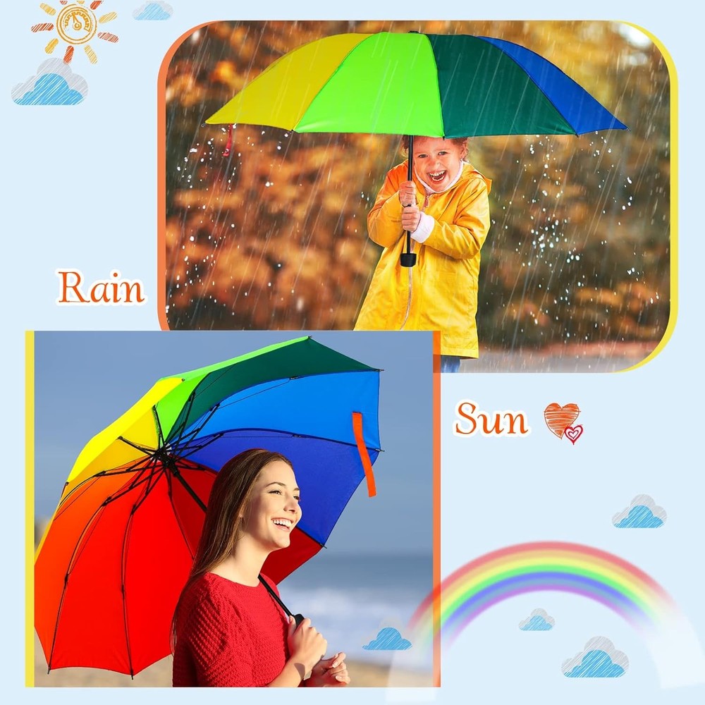 Cunno 12 Pc Rainbow Umbrella Portable Tri Folded Pride Classic