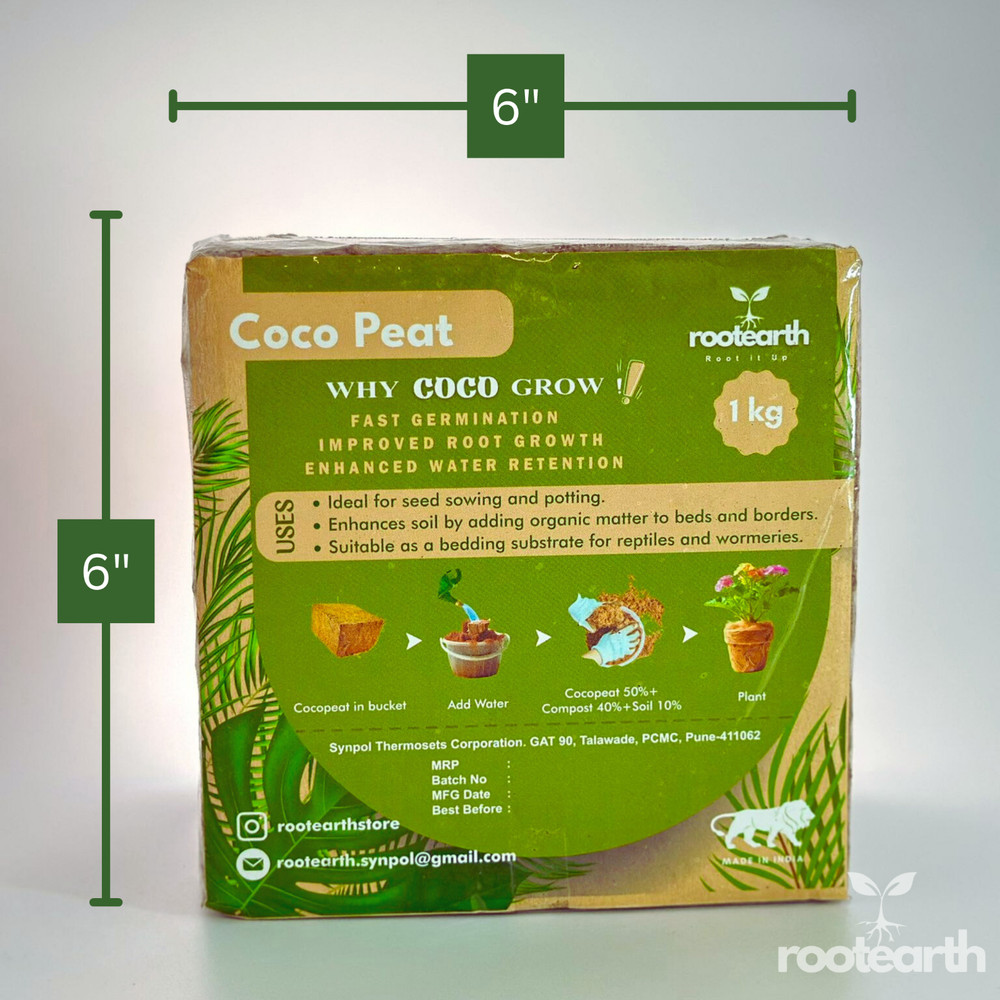 RootEarth Coco Peat Block 2.2lb Expands 10lb Low EC Washed Coir Growing Medium
