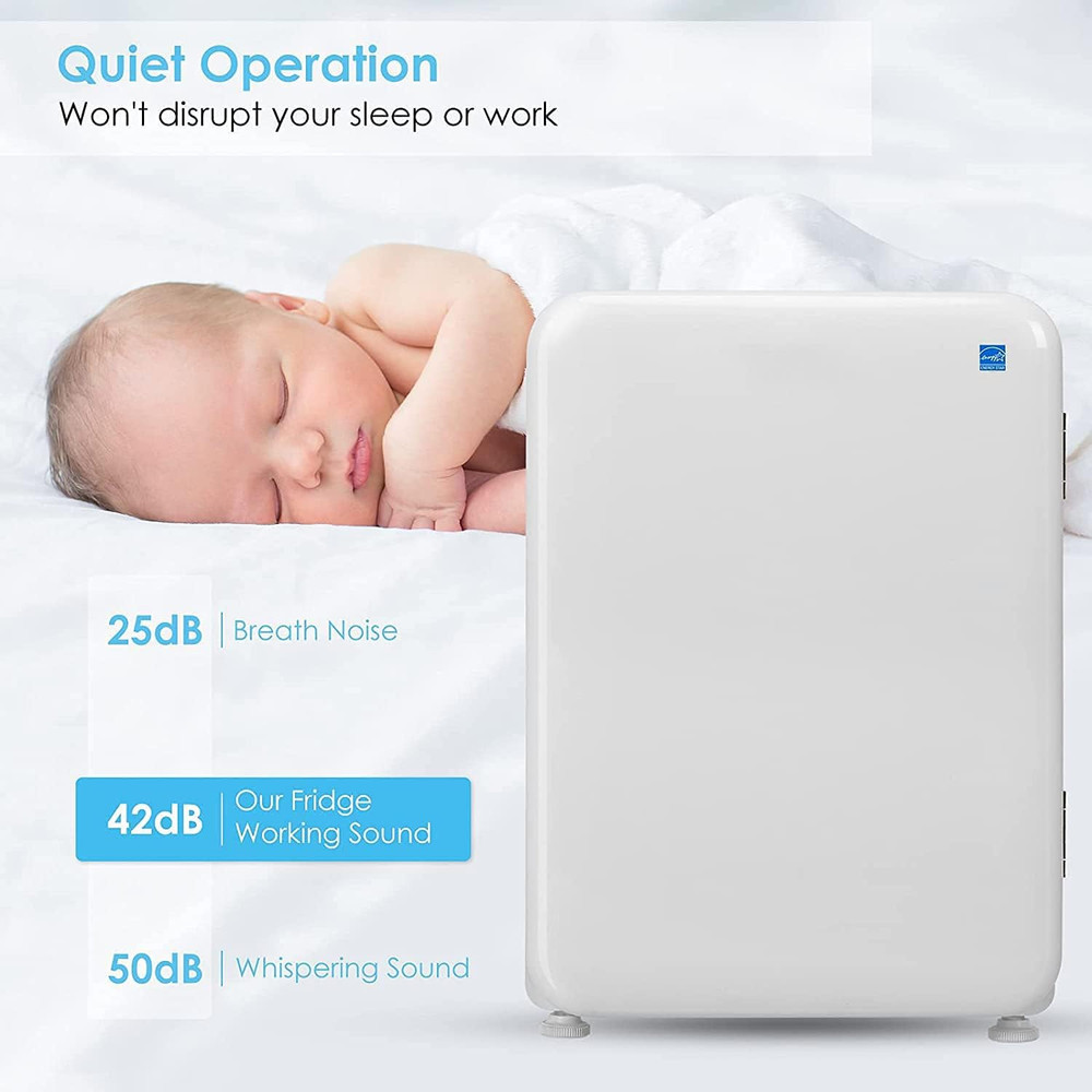 Compact 2.4 Cu Ft Mini Fridge with Adjustable Temp & Auto Defrost - White