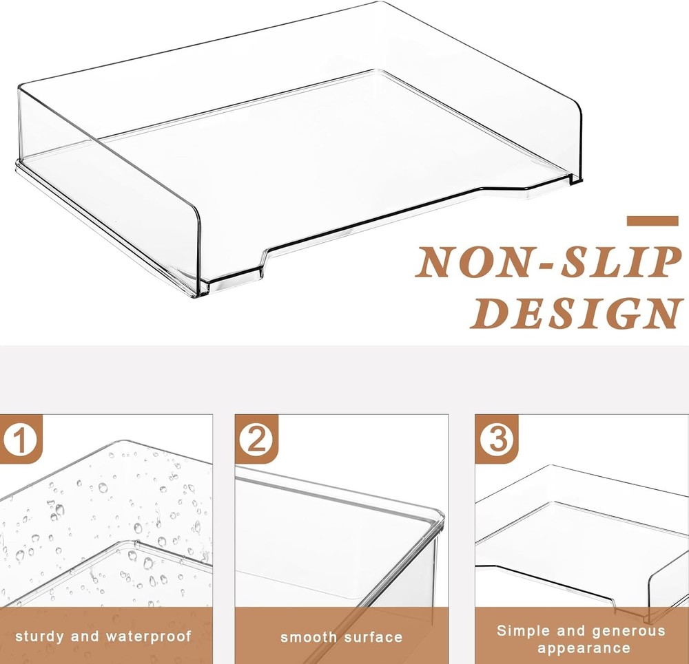 12 Pcs Stackable Letter Tray Rectangular Plastic Desk Organizer 13 x 9.5 x 2.6