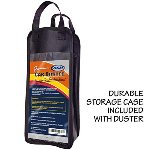 Premium Extra Large Car Duster with Durable Solid Wood Handle Includes Storage
