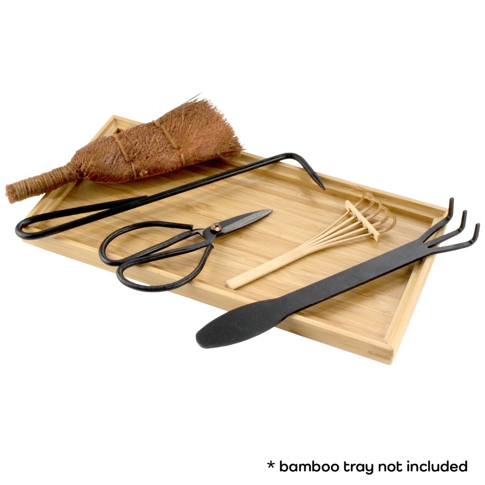 Bonsai Tool Set 5pc Root Rake, Shear, Root Pick, Moss Brush