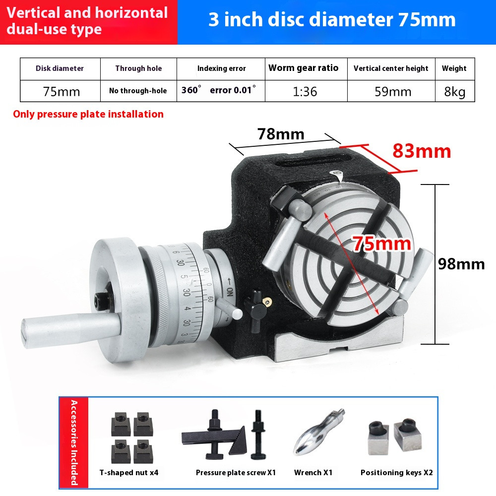 Horizontal Milling Machine Indexing Plate Rotary Table Divider Indexing Head
