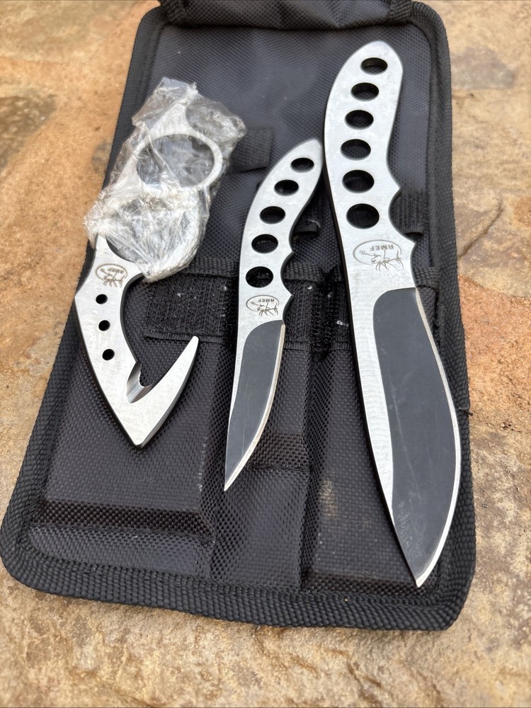 RMEF 3-Piece Game Processing Knife Set Boning Caping Gut Hook w/Case