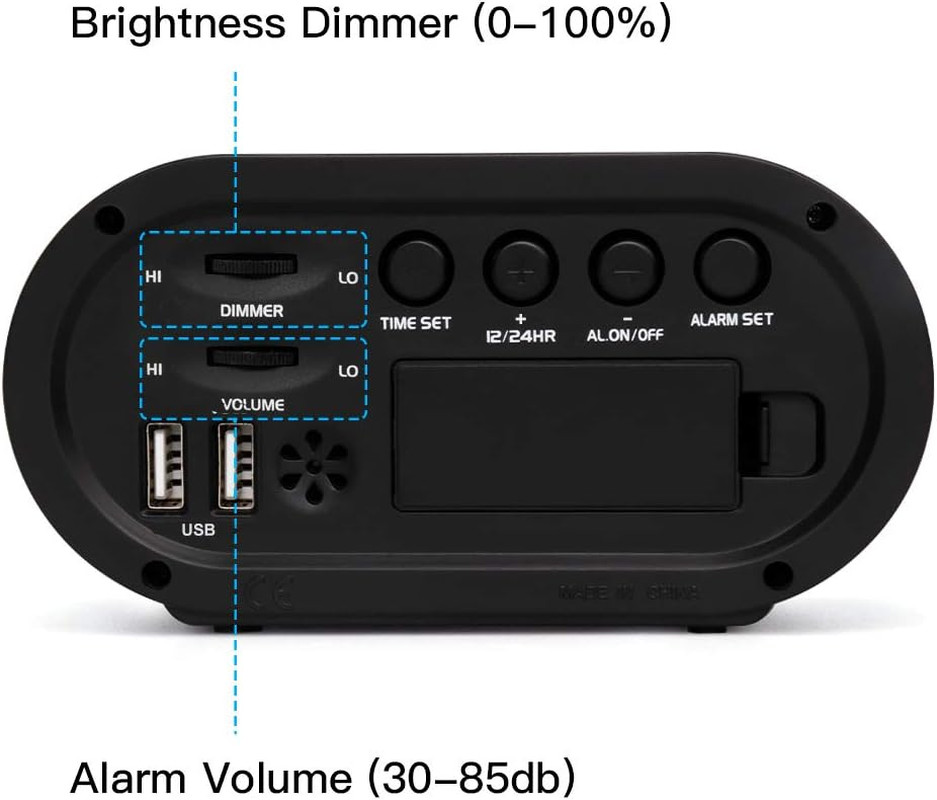 Small LED Digital Alarm Clock with Simple Operation, Full Range Brightness Dimme
