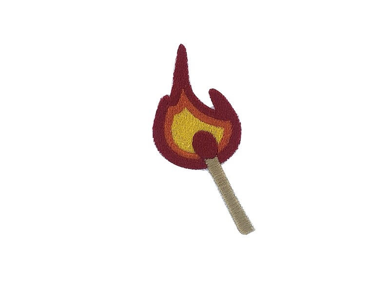 Embroidered Patch Iron-on Badge Match Fire Embroidery