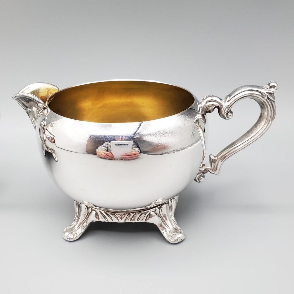 Acanthus Footed Sugar Bowl & Cream Pitcher Set Gilded Interior